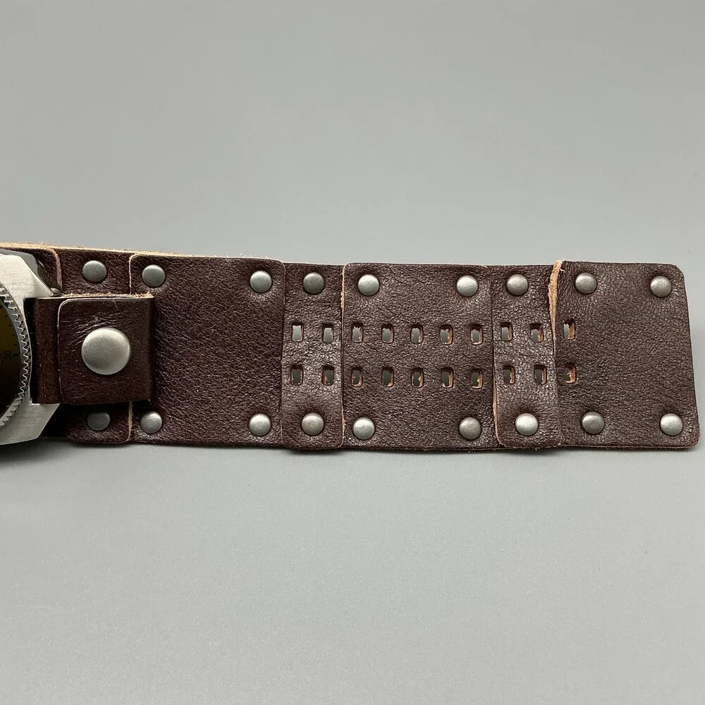 Fossil Mens Watch 38mm Bronze Dial Brown Bund Leather MB-1043 New Battery